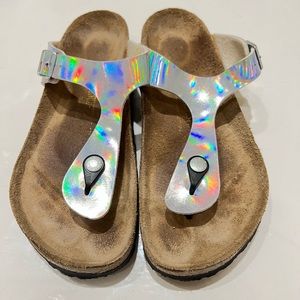 Silver Mirror Birkenstocks - 39